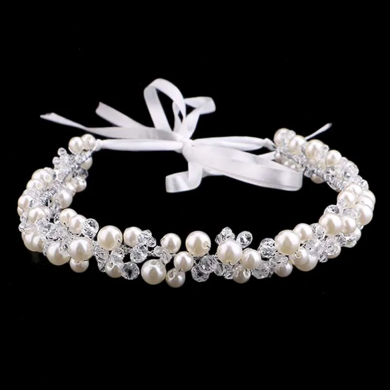 Ручная работа жемчуг Хрустальное оголовье для новобрачных тиара Корона Свадебные аксессуары для волос элегантный очаровательный головной убор женские украшения для волос SL