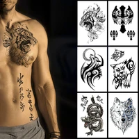 waterproof temporary tattoo wolf tiger totem fake tatto flash tatoo cross angel hand arm middle size art tattoos for women men