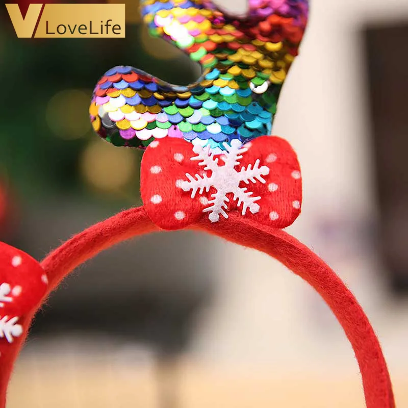 Красная Золотая Рождественская повязка на голову рога белое перо новогодняя