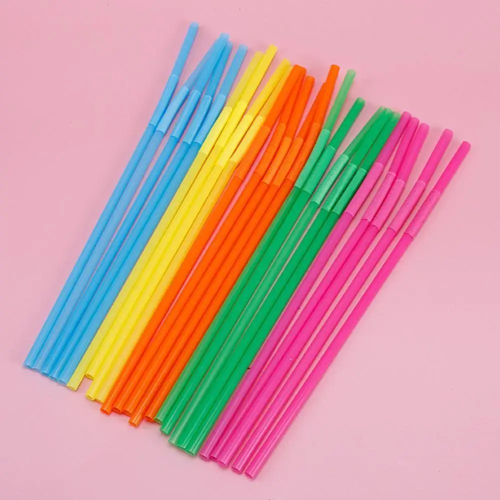 100 уп одноразовые соломинки гибкие пластиковые полосатые мульти Цветной Радуга