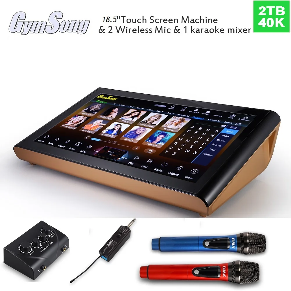Музыкальная система Gymsong Jukebox 18 5 дюйма Android Ktv беспроводной микрофон ТБ HDD