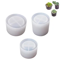 2021 newest round concrete planter silicone mold candle mould diy handmade flower pot resin pen holder mould crystal glue