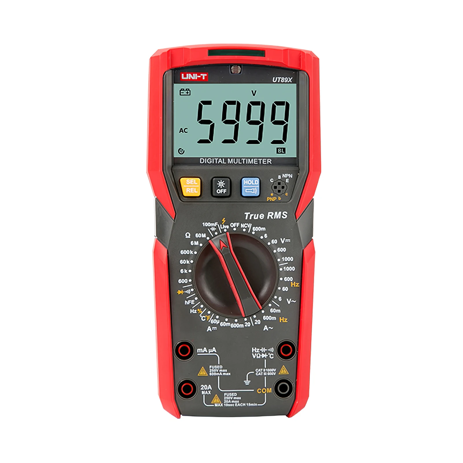 

UNI-T UT89X Digital Multimeter True RMS Manual Range 6000 Counts AC DC Frequency Capacitance Temperature Tester Backlight