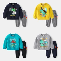 spring autumn cartoon letter printing sports fashion childrens clothing suit childrens two piece suit boys girls kids clothing