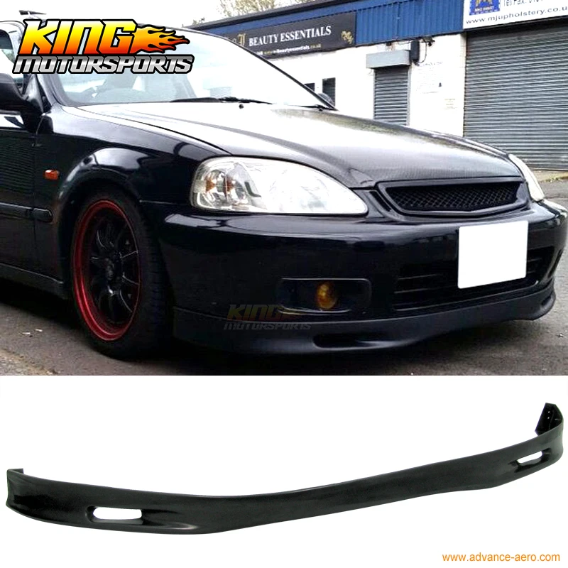 

Fit For 99-00 Honda Civic EK Front Bumper Lip Spoon Style Poly-urethane Spoiler PU Global Free Shipping Worldwide