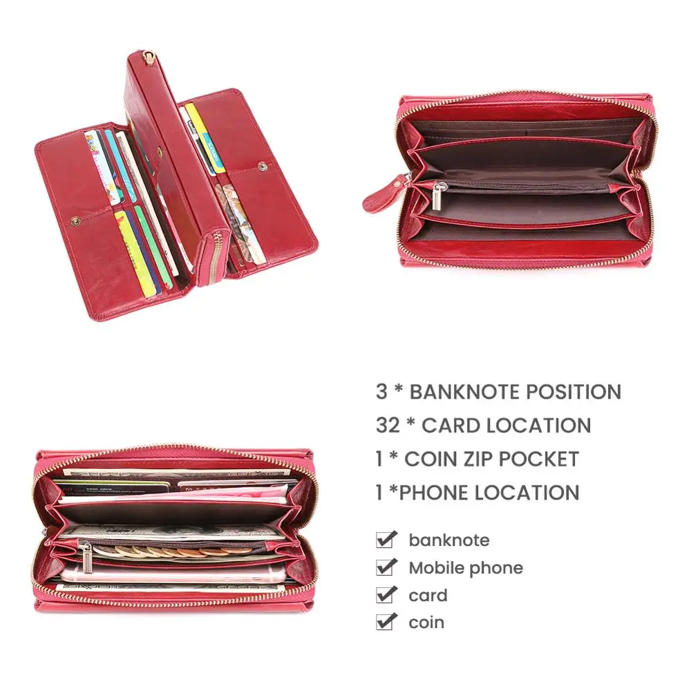 Многослойный женский кошелек Длинный из натуральной кожи чехол для телефона
