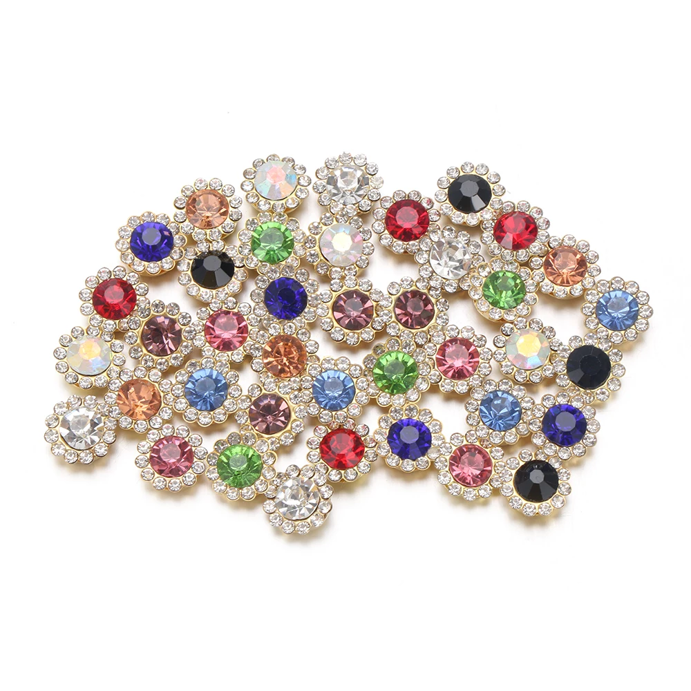 Блестящие Кристаллы Стразы в форме цветка пуговицы блестящий кристалл