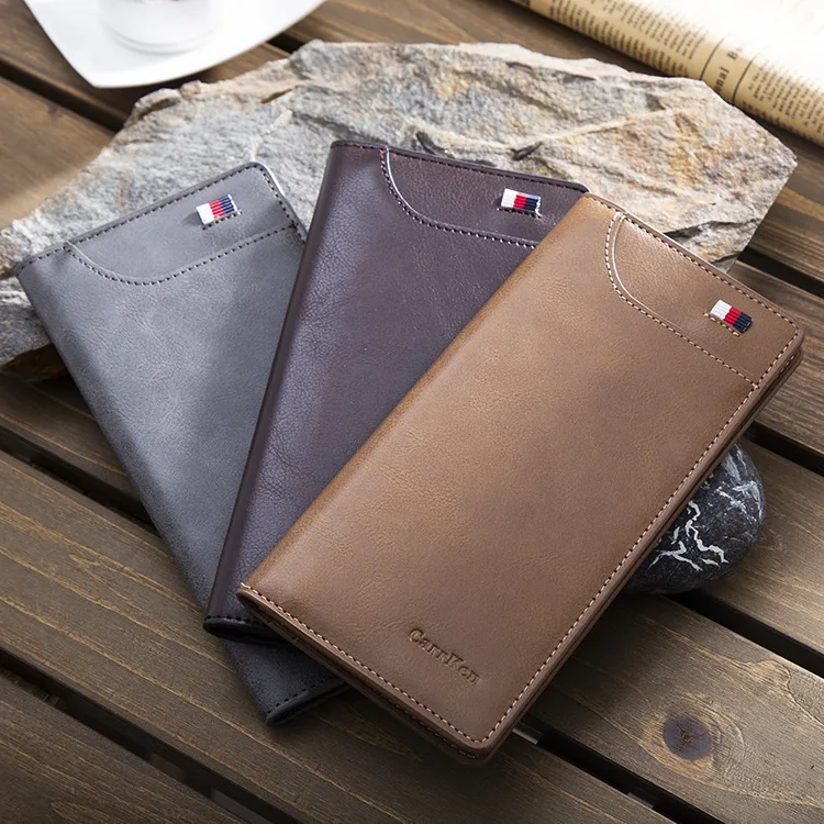 Men's Wallet Long Section of the New European And American Retro Oil Wax Leather Ultra-Thin Multiple Card Slots Foreign Trade | Багаж и