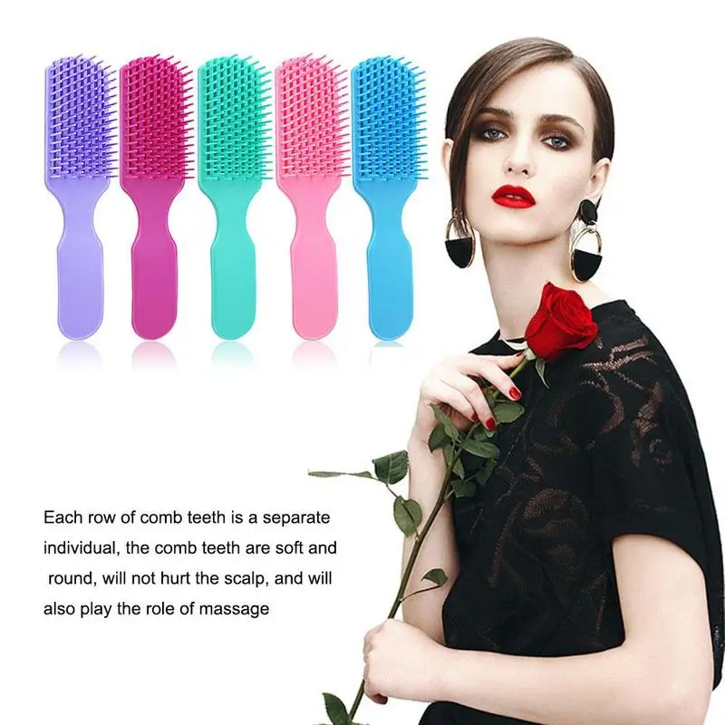 

Violet Nine Claw Comb Plastic Hairdressing Detangling Brush Head Massage Soft Comb Teeth Hairbrush