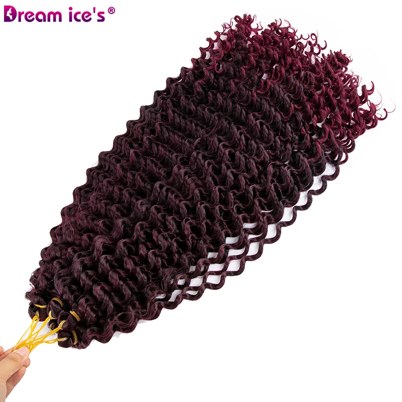 

Dream ice's 22 Inch Deep Wave Twist Crochet Hair Natural Synthetic Braid Hair Ombre Braiding Hair Extensions Low Tempreture Hair