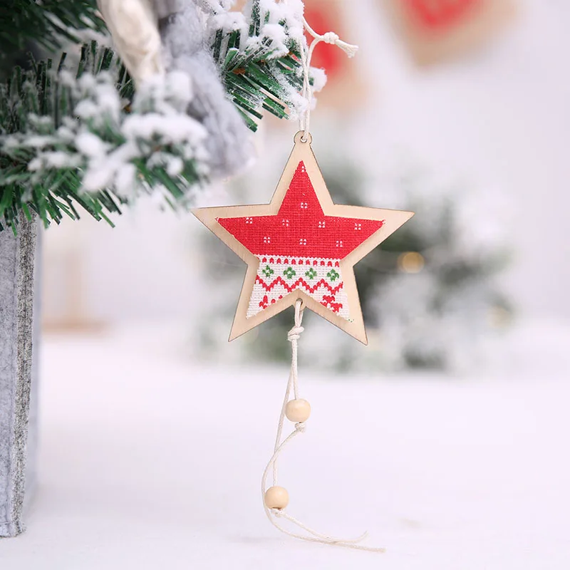 Деревянная пятиконечная звезда кулон палка Нетканая ткань Рождественская елка