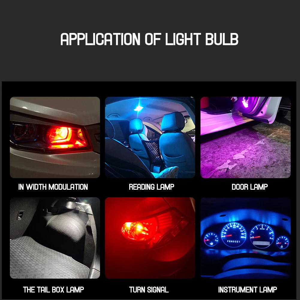 

2Pcs T10 W5W Glass COB LED Car BulbWedge License Plate Lamp Dome Light