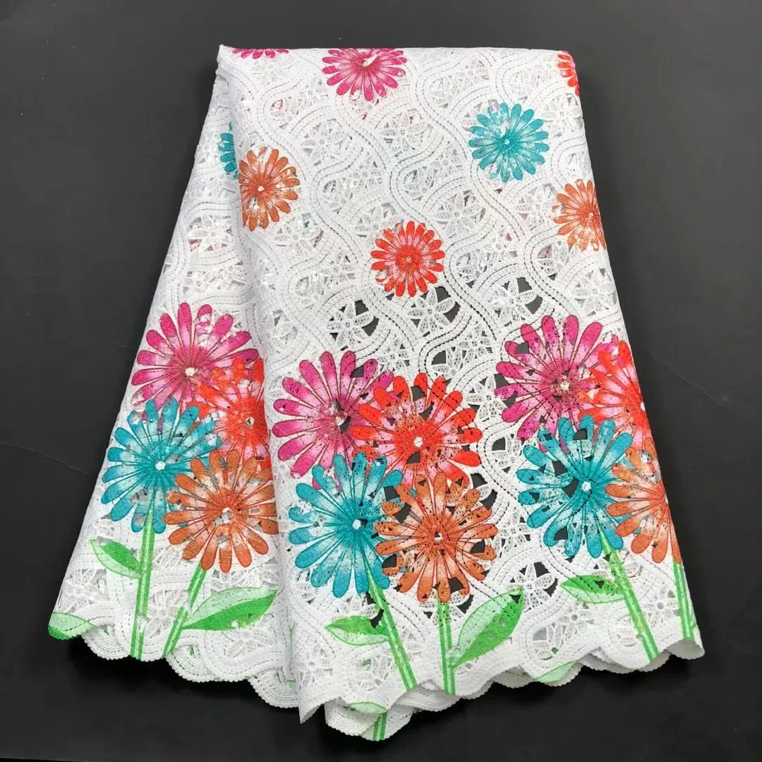 

Хлопчатобумажная кружевная ткань, новинка 2022, французская вышитая Тюлевая кружевная африканская сетчатая кружевная ткань для вечерние нег...