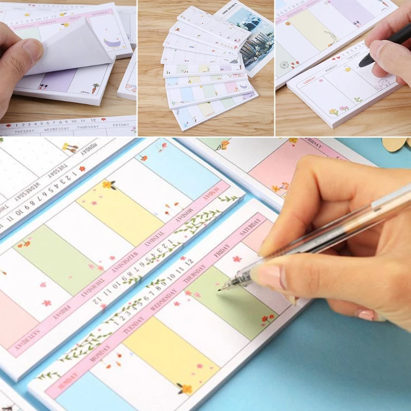 

Cute Week Plan Sticky Note Memo Pad Notebook Bookmark Student Office Stationery