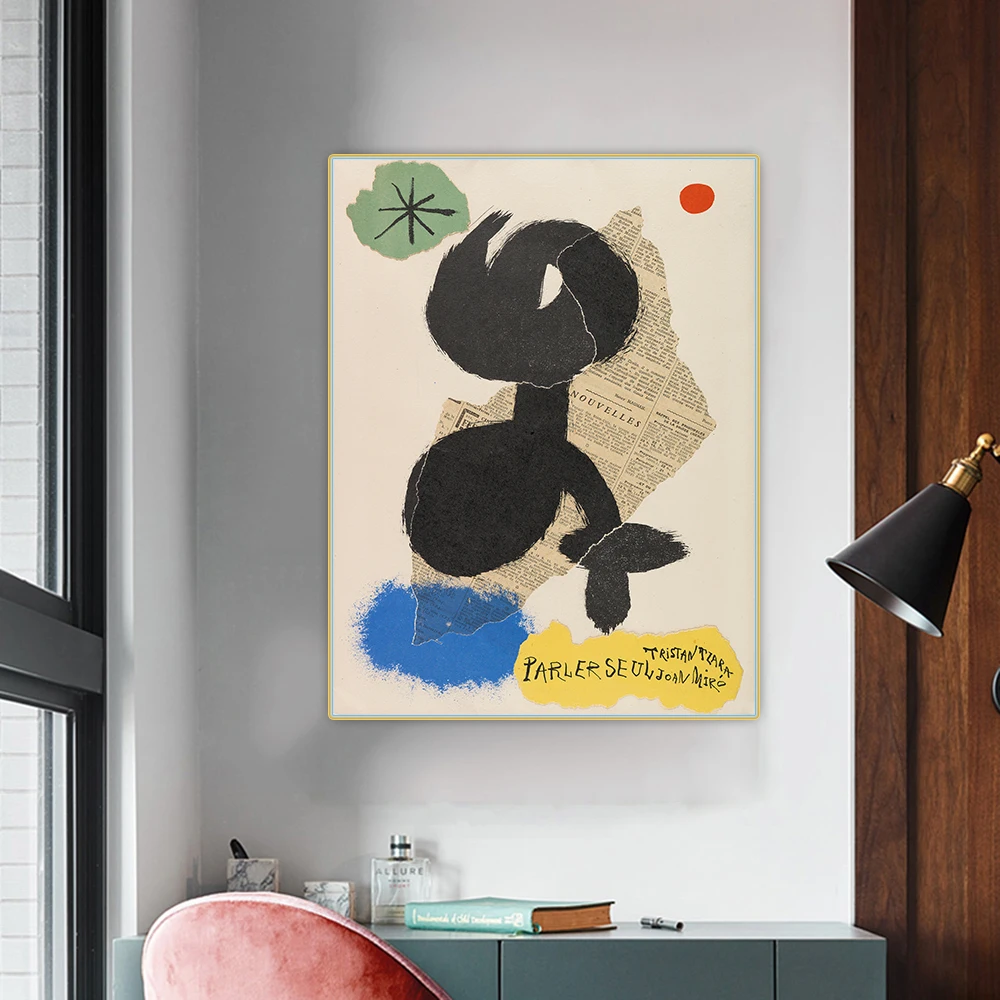 

Holover Canvas Oil Painting Joan Miro"Tzara Talking Alone"Surrealism Aesthetic Poster Backdrop Wall Art Home Room Decoration