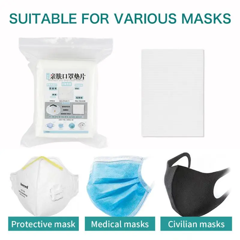 

100 Piece Disposable Mask Pad Universal Mask Replacement Pad Filter Square Repla 2XPC