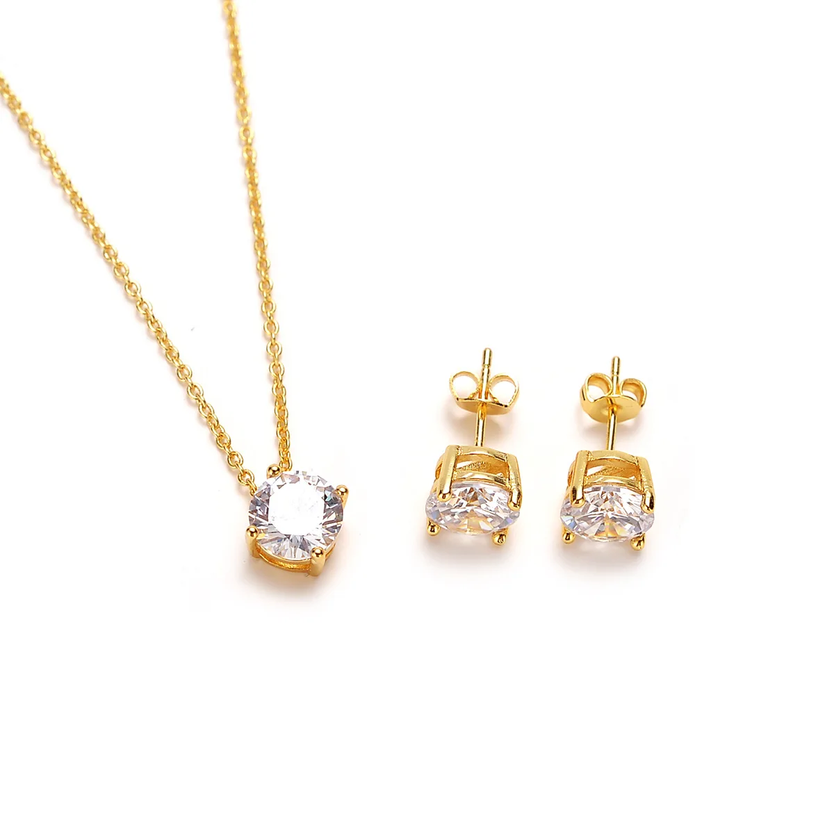 

SIPENGJEL Fashion Cuibc Zircon Crystal Necklace Gold Geometric Round Circle Crystal Set Necklace For Women Jewelry 2021