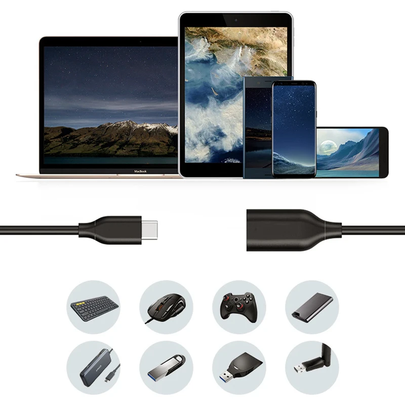 USB C Cable 3.0 OTG Adapter Type for Samsung S10 9 Huawei P30 Mate 30 Pro Macbook connector Mouse Keyboard | Мобильные телефоны и