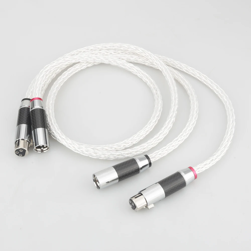 Hi End 8AG посеребренный OCC 16 жил аудио кабель с углеродным волокном 3Pin XLR