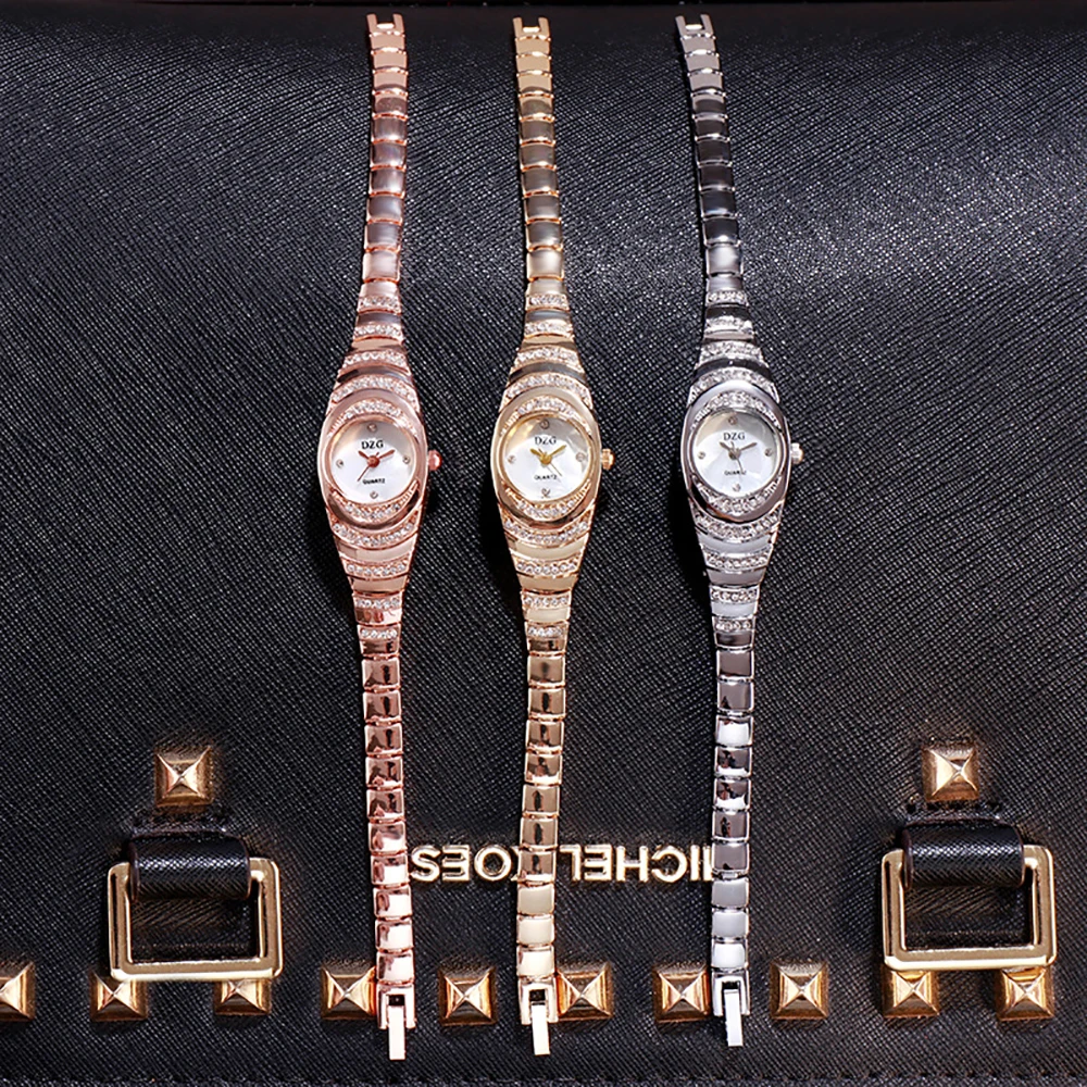 

Women Watches Fashion Round Ladies Quartz Watch Bracelet Simple Diamond Dial Rose Gold Alloy Strap Luxury Women Watches