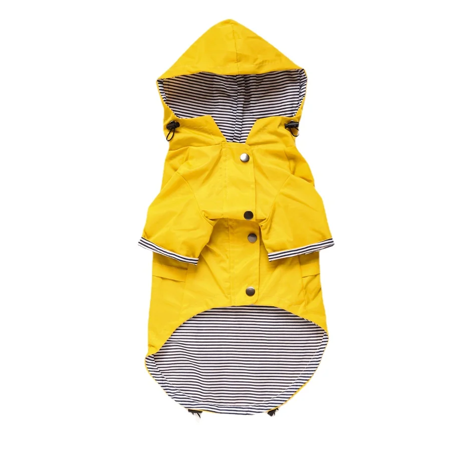 

Big Medium Small Dog Cat Cute Raining Clothes Yellow Hooded Jacket Coat Bulldog Pug Retro Clothing Waterproof Raincoat Costume