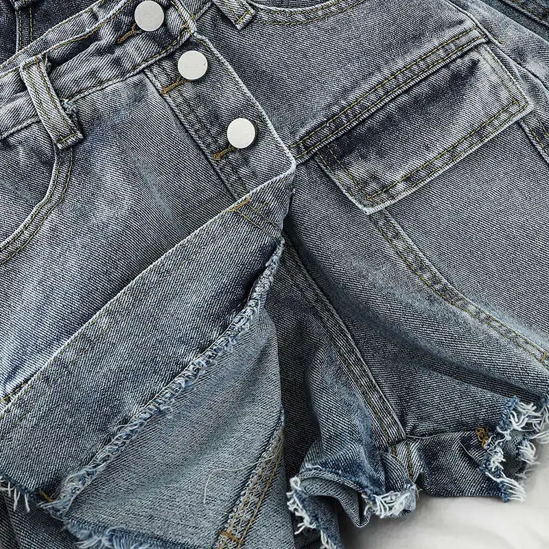 

Denim Shorts Women High Waist Wide Leg Shorts For Women Summer Vintage Streetwear Students Jeans Skirts Shorts Feminino C6237