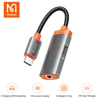 mcdodo audio aux adapter cable double type c to 3 5mm pd jack earphone aux converter for samsung xiaomi redmi 60w fast charging