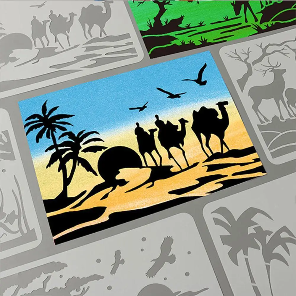 

16 Pcs/set A4 Painting Hollow Template Ruler Graffiti Fast Draw Board Copy Art Plastic Material Templates Stencil PET T7C6