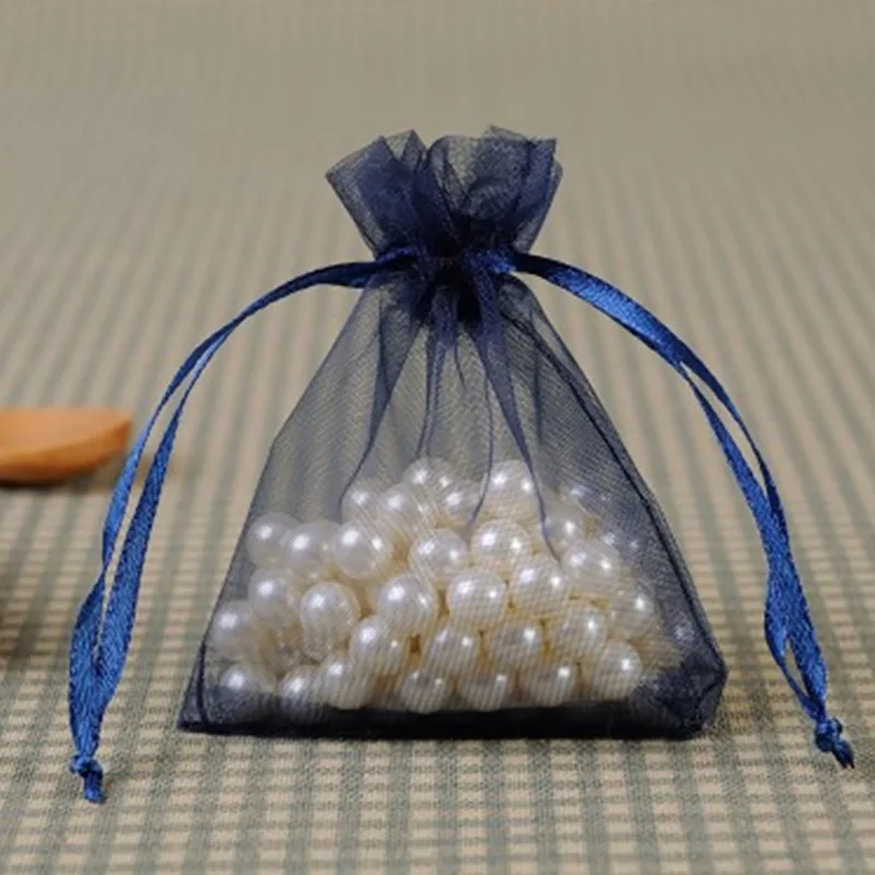 50 PCS navy blue 50 шт., Сумка из органзы для упаковки ювелирных изделий, Подарочная Конфета для свадебной вечеринки, подарочная упаковка, мешочки для сладостей - Цвет: 50 PCS navy blue
