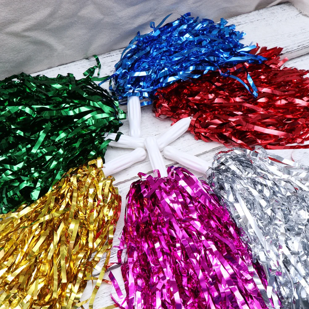

12PCS Straight Handle Cheering Poms Cheerleading Kit Cheer Props for Performance Competition Cheering Sports Events (Random Styl