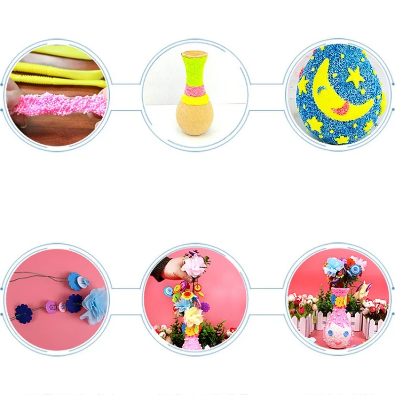 

DIY Toy Colorful Button Fun Vase Flowers Crafts Girls Toys Boys Birthday Gift Material Package Artificial Flower