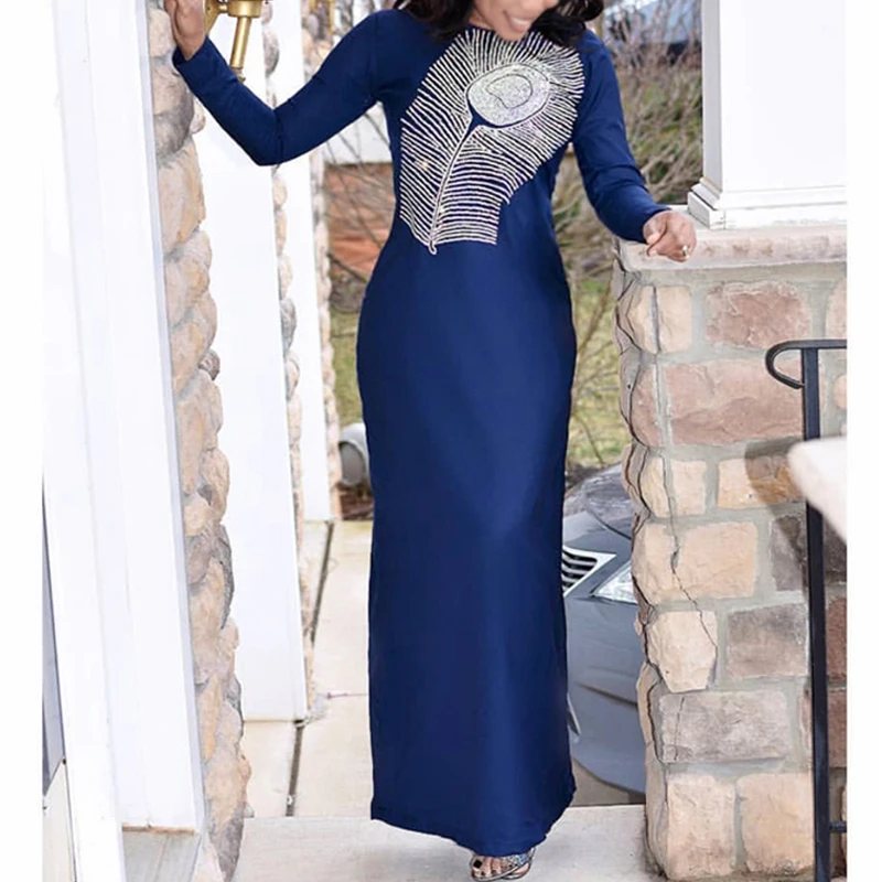 H & D 2021 африканские платья для женщин вышитый узор Дашики Платье с сияющими