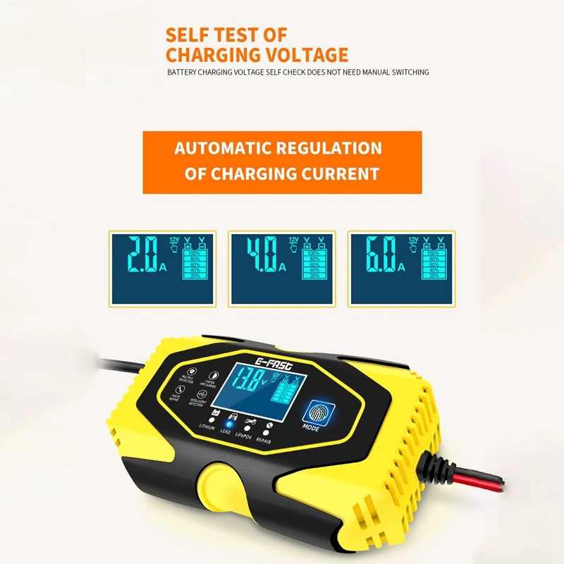

E-Fast Automatic Car Battery Charger 12V/24V Power Pulse Repair with LCD Digital Display Wet Dry Lead Acid Chargers