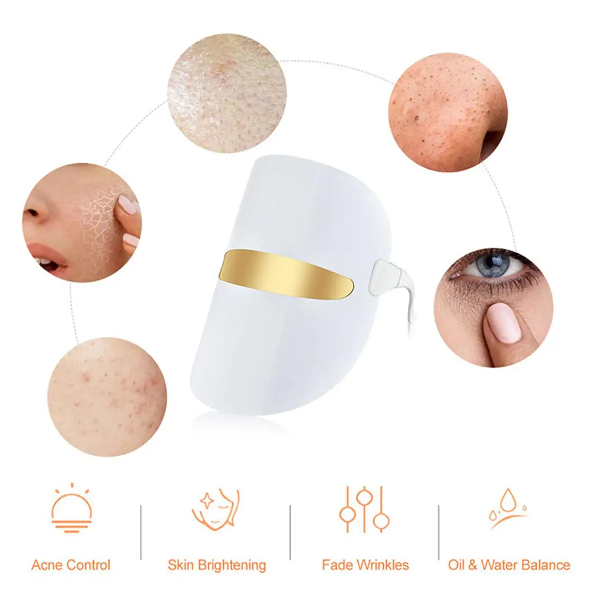 Светодиодный маска для лица Красота омоложения кожи Фотон светильник 7 цветов с