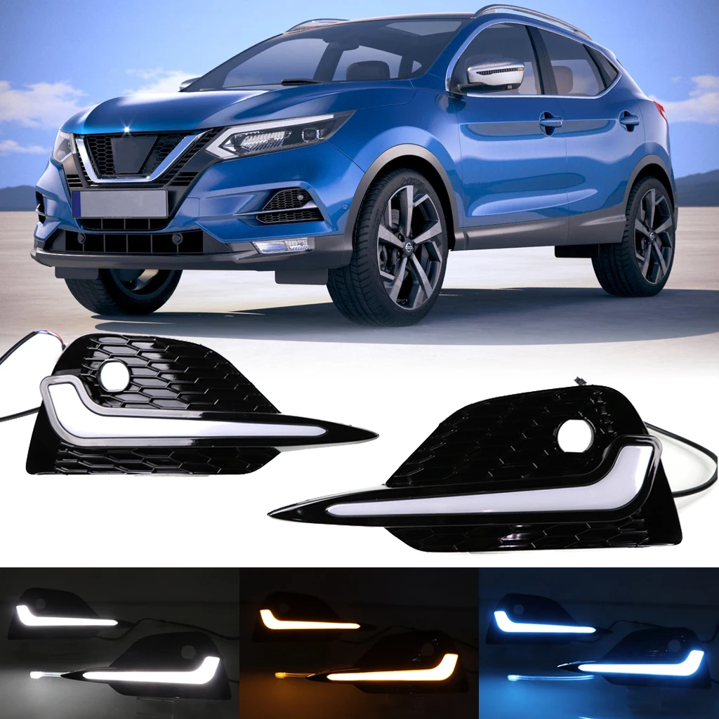 3 цвета СВЕТОДИОДНЫЙ DRL Дневной светильник фар дальнего света для Nissan Qashqai 2019 +
