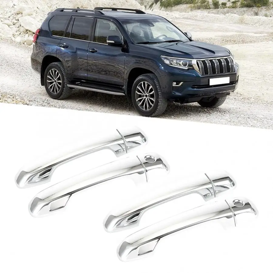 Хромированная внешняя дверная ручка с 2 отверстиями для Toyota Land Cruiser Prado 2018|Внешние