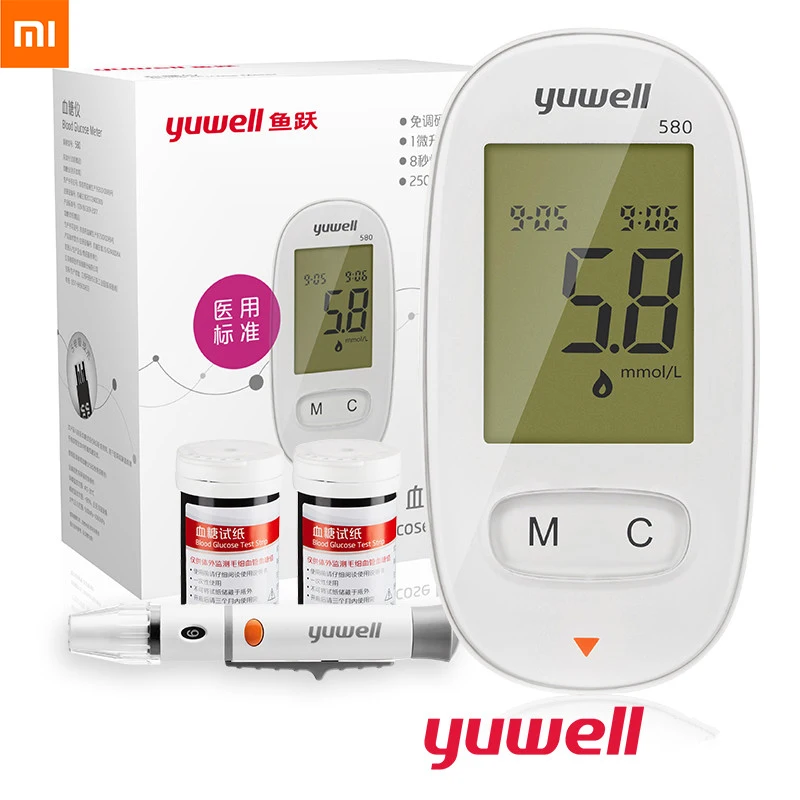 

Xiaomi Mijia Youpin Yuwell 580 Glucometro Diabetic Monitor Blood Sugar Medical Glucose Meter Diabetes Kit Test Strips & Lancet