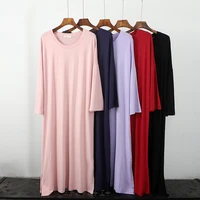 new spring and autumn ladies modal dress solid color loose large size casual night skirt home skirt female nightgown sleep wear