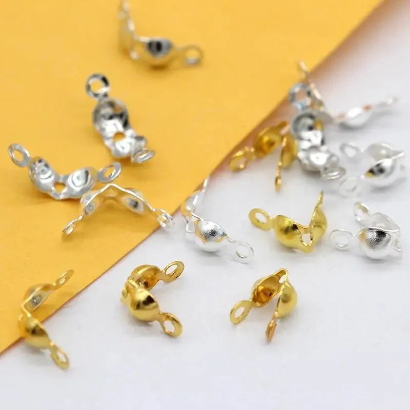 

200PCS Box Stainless Steel Clamshell Bead Tips Knot Covers,Gold Plated Thread Clip Buckles Accessories For Jewelry Bracelet DIY