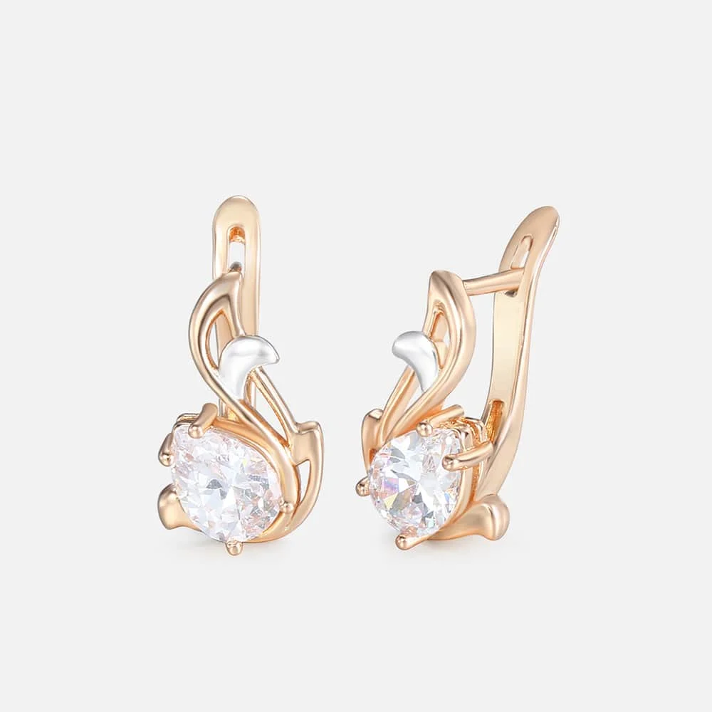 Женские серьги капельки из прозрачного кубического циркония с покрытием