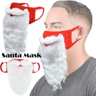 Рождественские украшения 3D маски Санта-Клауса бороды для взрослых унисекс смешные многоразовые бороды с Санта-Клаусом защитный чехол для лица для рождественской Косплей вечеринки