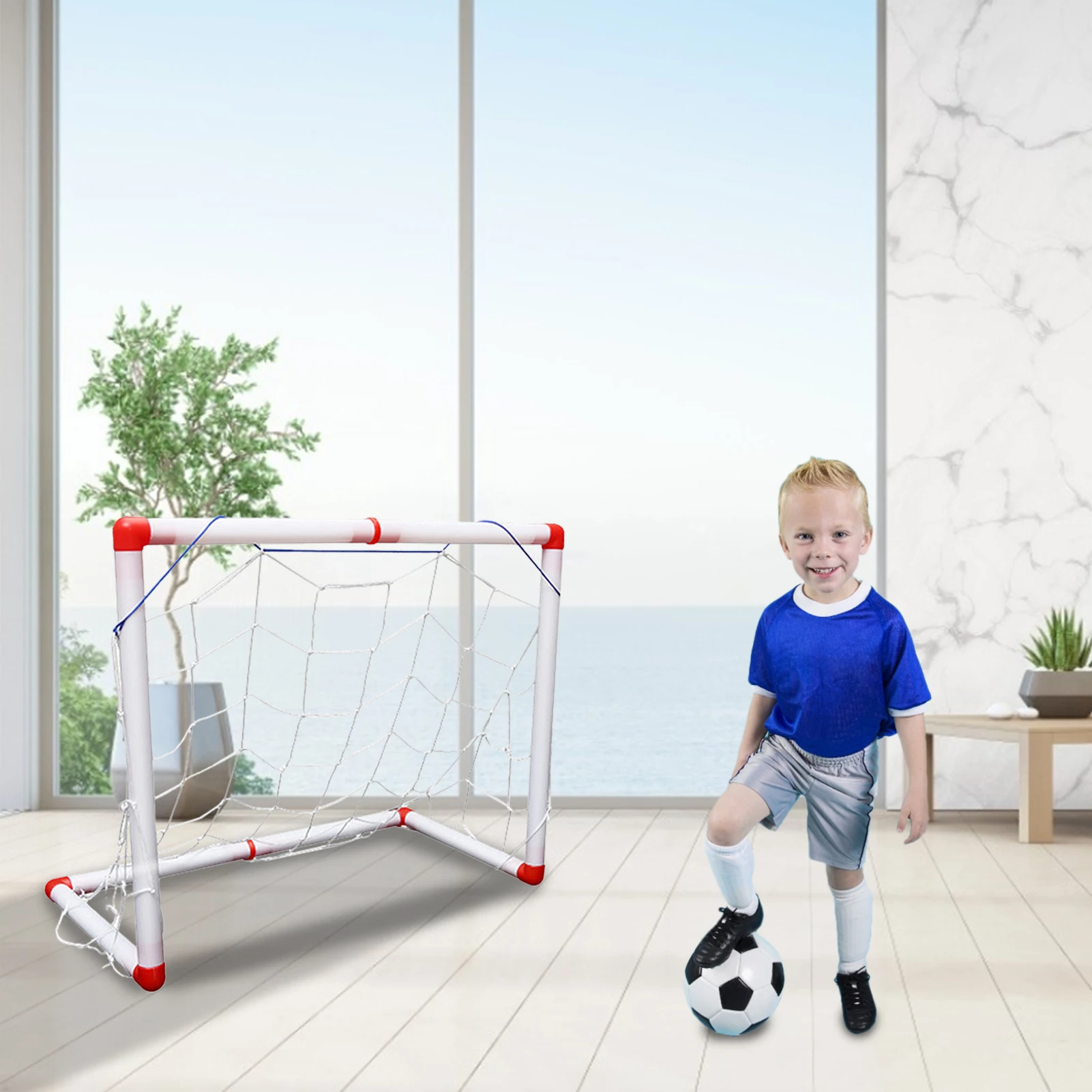 Портативная Детская футбольная гола Дверь ворота детский футбольный мяч насос