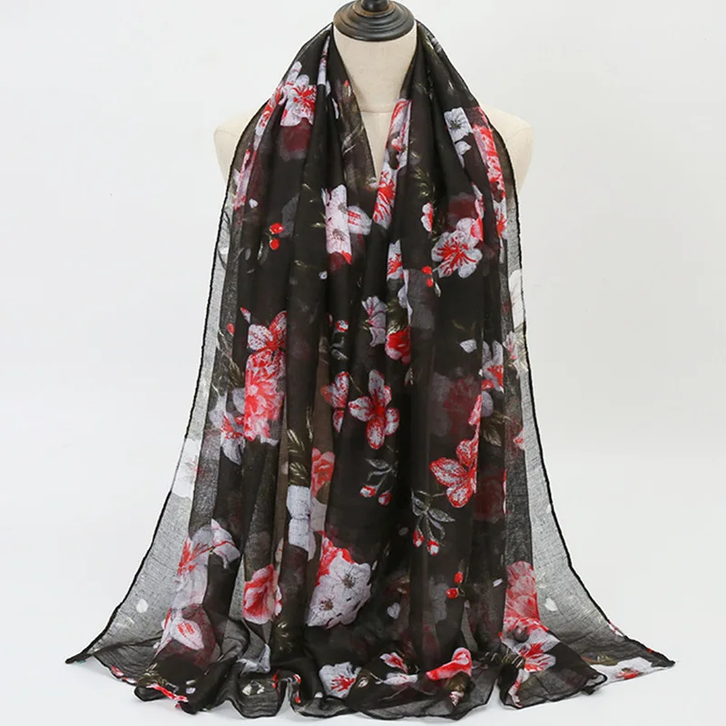 

2022 Luxury Brand Women Viscose Scarf Print Soft Pashmina Stole Lady Voile Shawls And Wraps Head Neck Snood Muslim Caps 180*90Cm