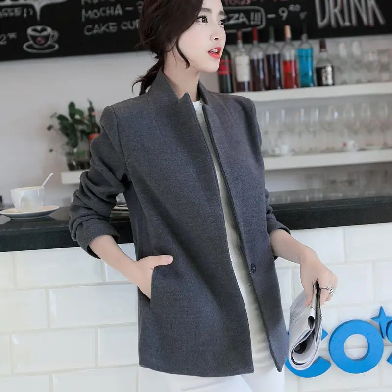 2019 Новая весна осень тонкие шерстяные пальто женские с длинным рукавом отложным