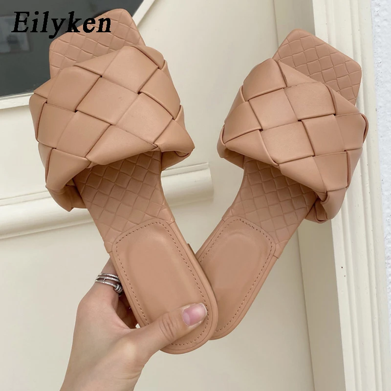 Eilyken/2021 г. Летние сетчатые шлепанцы на плоской подошве в красном стиле со звездами