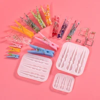 silicone epoxy resin clips molds diy photo clip clothespin craft decoration transparent resin clips mold uv epoxy resin moulds