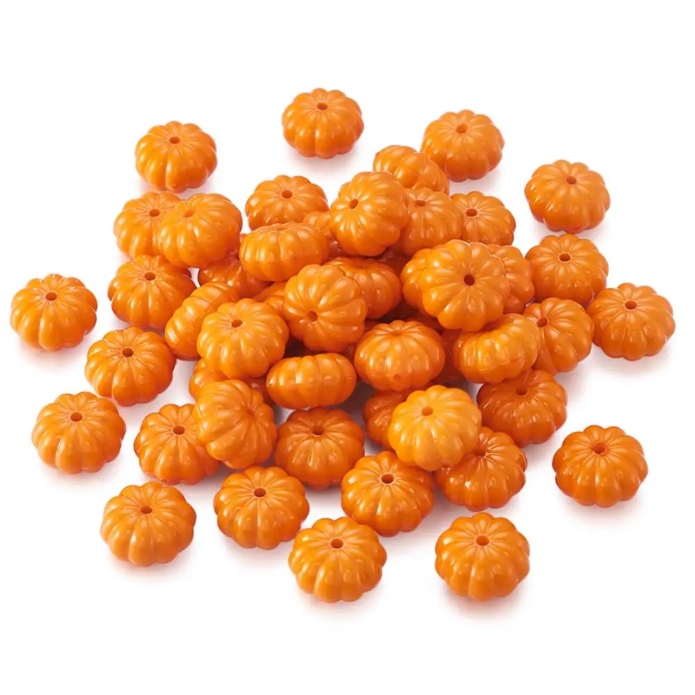 PANDAHALL модные бусины для ювелирных изделий, Непрозрачные Акриловые бусины в виде тыквы, оранжевые, 15x9 мм, отверстие 1 мм, фурнитура для ювелирных изделий, компоненты, Прямая поставка