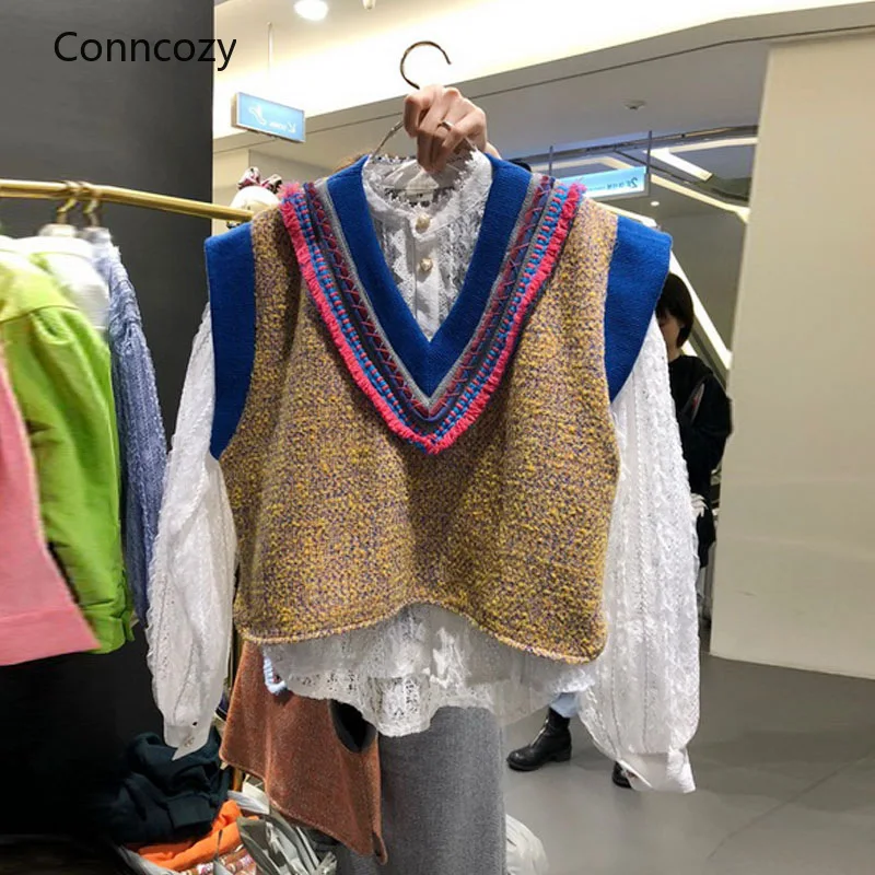 

Women's Slim Short Sweater Vests Korea's Spring Autumn 2021 New Duffle V-neck Sleeveless Waistcoat Knitted Vest Women's Clothing