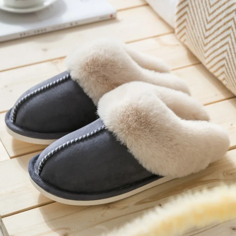 

Winter Men Home Cotton Shoes Indoor Slippers Plush Warm House Shoes Unisex Men Winter Slippers Slip On Flats Male Non-Slip Shoes