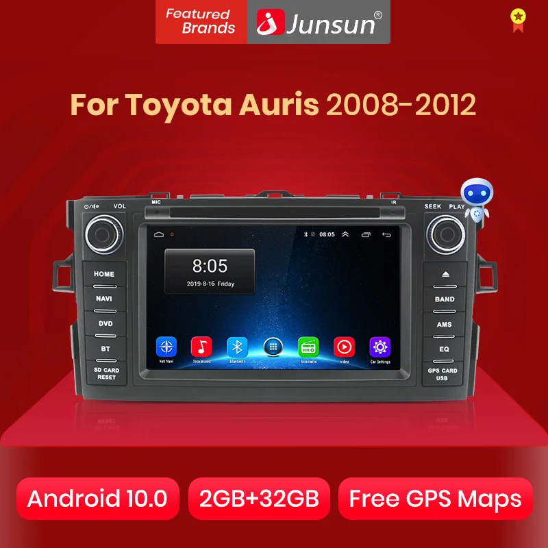 Автомобильный мультимедийный плеер Junsun автомагнитола 2 DIN с DVD плеером Android 10 0 DSP